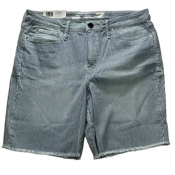 Seven 7 Denim Shorts Sunset Bermuda Soft Stripped 9" Inseam Premium Brand Qualit - Picture 1 of 8